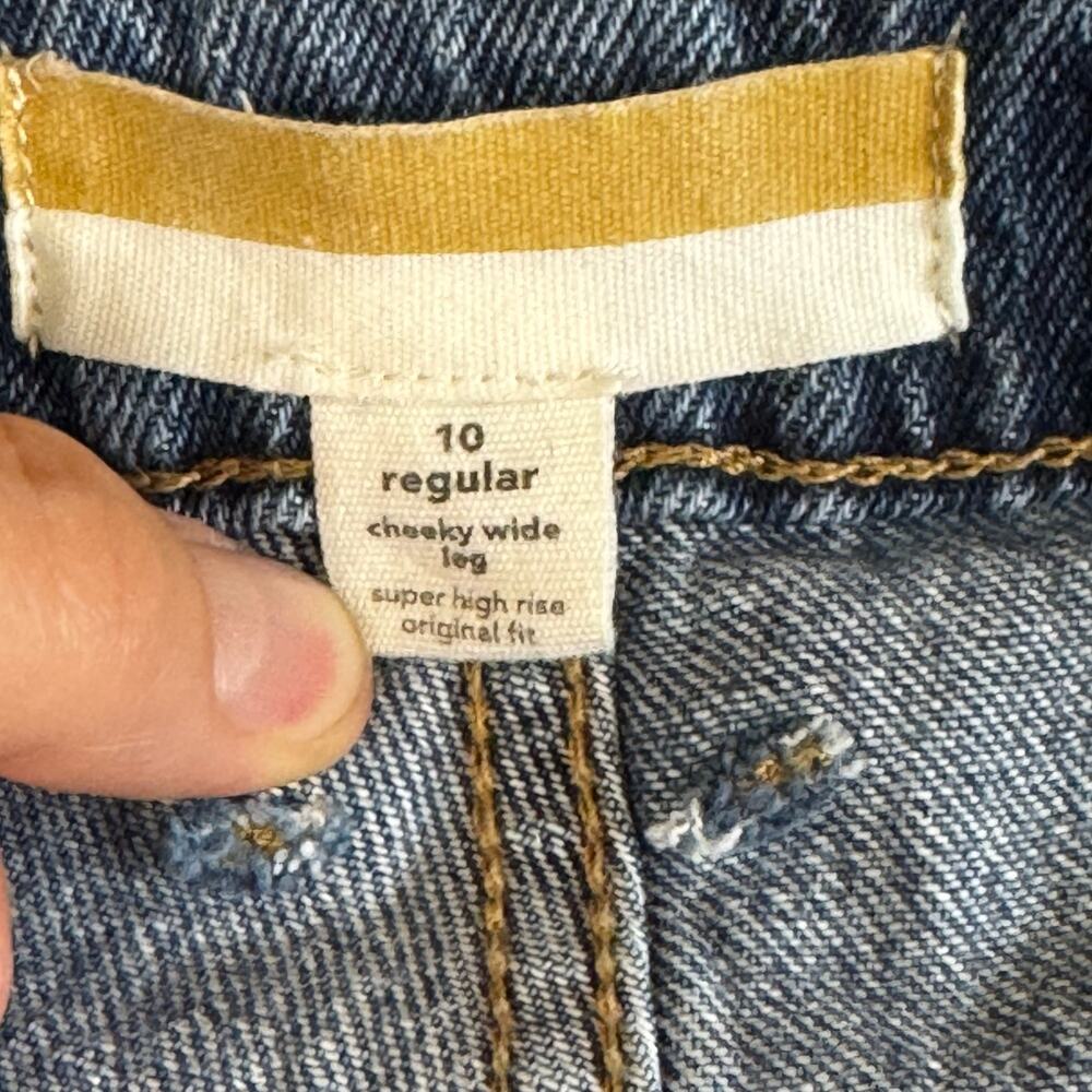 Maurices Goldie Blues Cheeky Wide Leg Jeans Women's Distressed Med Wash Denim 10 - Picture 8 of 10